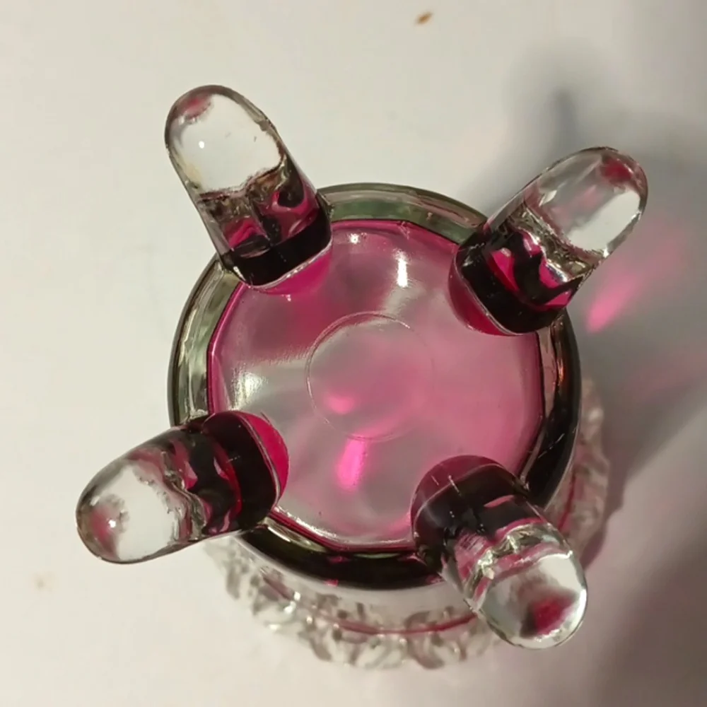 Antique English Cranberry Blown Glass Vase 5 Inches Tall And 3.5 Inches Wide